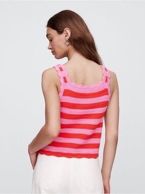Gap Factory Square Neck Red and Pink Striped Top